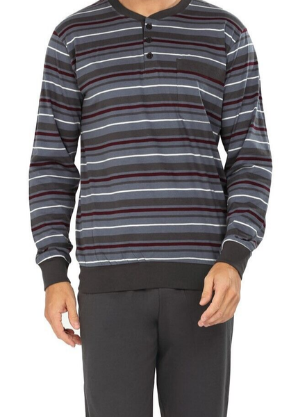 Comte Schlafanzug Mit BüNdchen GrößE XL/54 Pyjama Langarm Grau Herren 2228.30-image