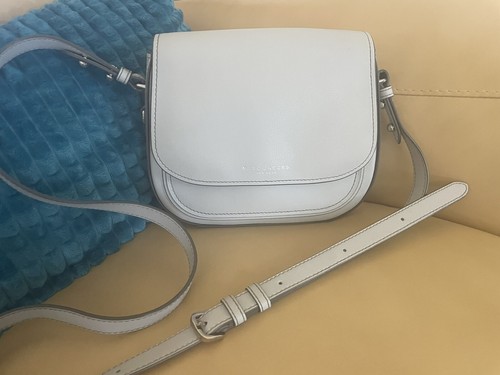MARC JACOBS Mini Rider Saddle Shape Light Blue All Leather Crossbody Purse Bag