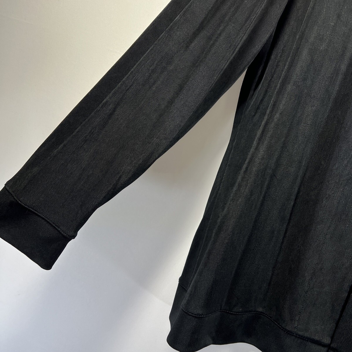 Chicos Travelers Jacket Size XL Solid Black Hook & Eye Front Long Sleeve Stretch View 5