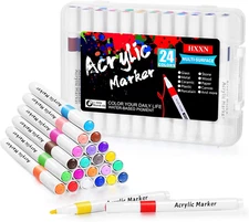 24 Colors Acrylic Paint Markers Pens for Graffiti, Rock, Wood, Canvas, Glass, Fa