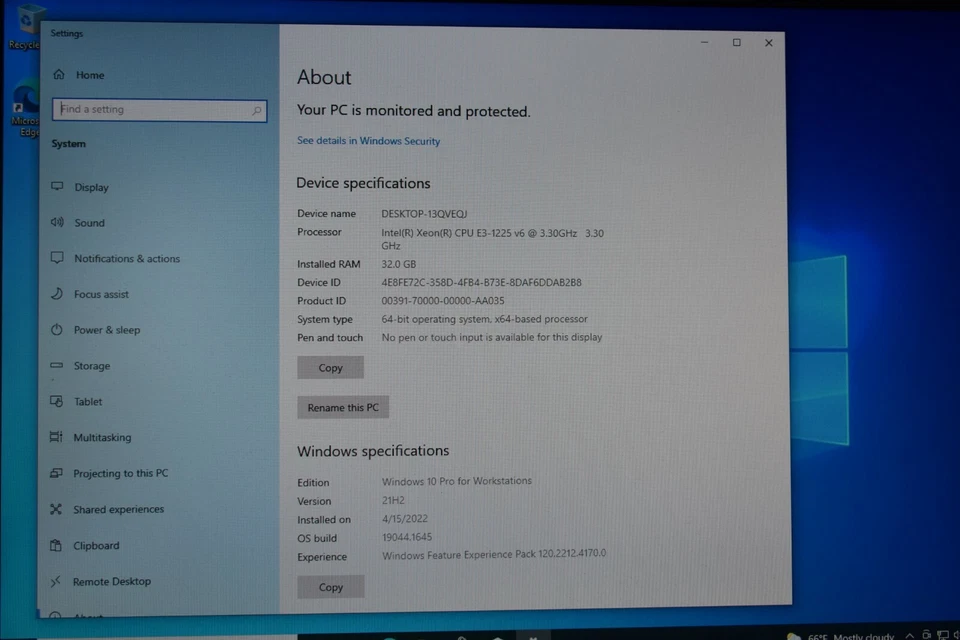 HP Z2 Mini G3 Workstation Xeon E3-1225 v6 3.3GHz 32GB RAM 256GB NVMe Quadro M620 - Image 2 of 4
