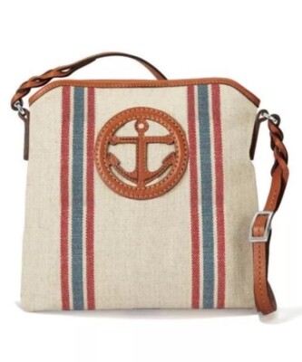 BRIGHTON NEW NWT CREW ANCHOR BAY COSTAL NAUTICAL CANVAS CROSSBODY BAG $285