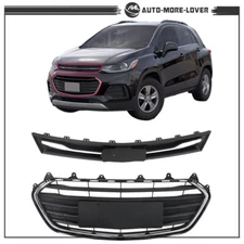 For Chevrolet Trax 2017-2021 Front Upper and Lower Grille Set Black Chrome 2PCS