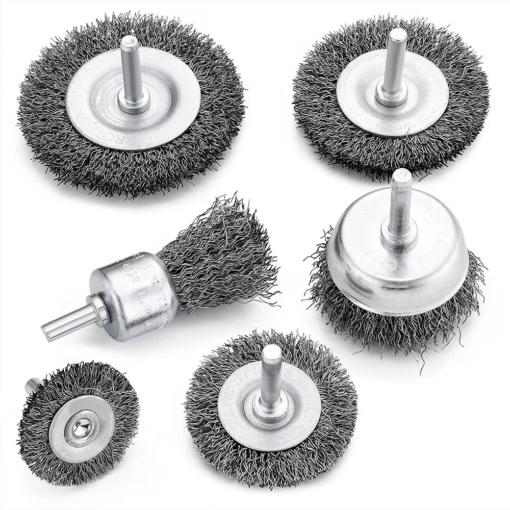 6PCS Steel Wire Wheel Cup Brush Set Paint Rust Remover for Rotary Drill Tool