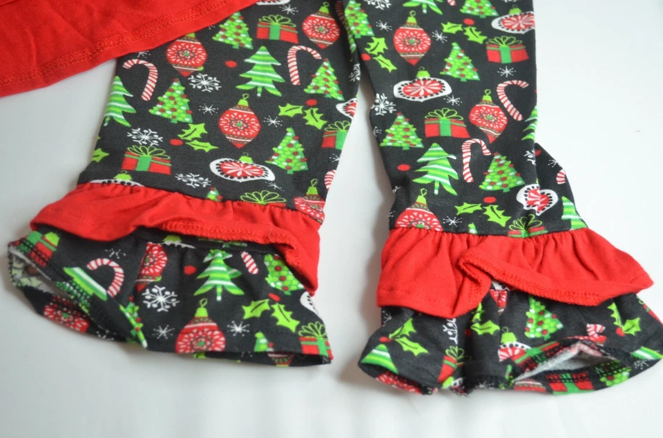 EDICIONES RARAS NIÑA Navidad Amigos Túnica Volantes Leggings Conjunto, Rojo, Nuevo con Etiquetas Foto 4 de 4