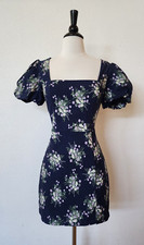 Anthropologie Dress New Size Small Navy Blue Floral Coquette Cottage Coastal