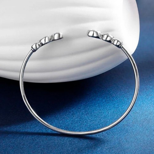 1.8cttw D VVS1 Moissanite Open Bangle Women Bracelet Cuff 18K White Gold Plated - Picture 5 of 12