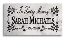 In Loving Memory Memorial Plaque - Solid Marble Stone - Loved One Remembrance &
