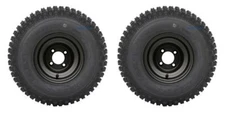 8" BLACK STEEL GOLF CART WHEELS and 18x9.5-8" KNOBBY TIRES (SET OF 2)