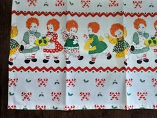 100%cotton CHRISMAS KITCHEN TOWEL hm w/up-cycled RAGGEDY ANN  VTG/USA fabric NEW