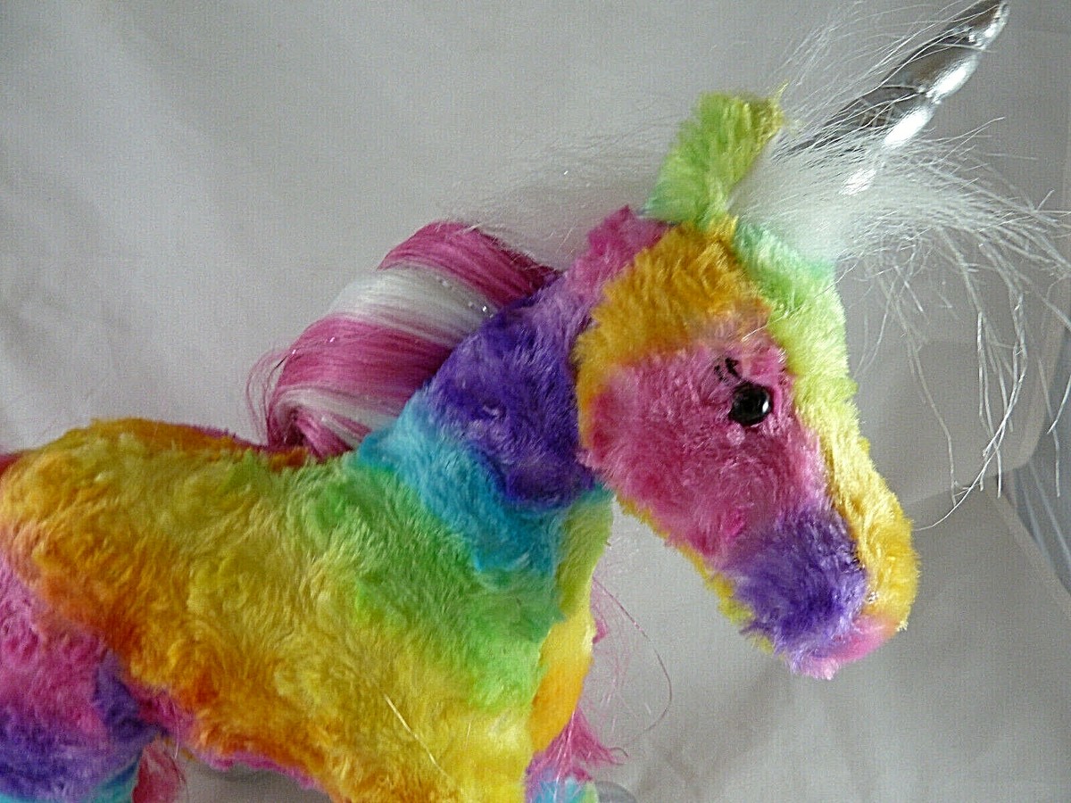 Douglas Joy Rainbow Unicorn Plush Silver horn and hooves 12