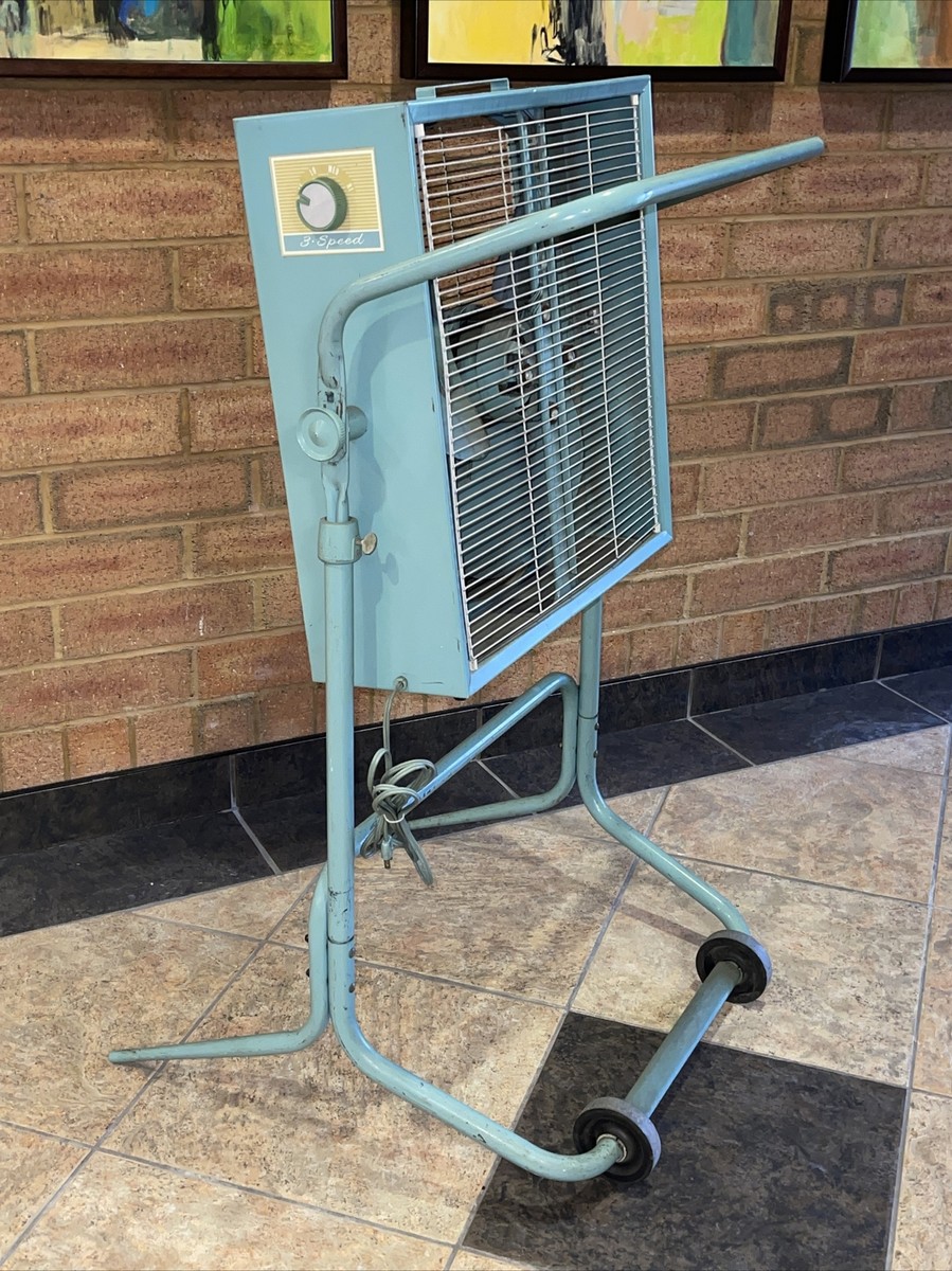 Vintage GE General Electric 3 Speed 20” Box Window Fan Robin Blue