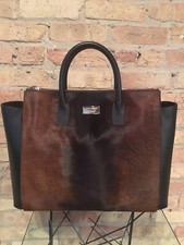 dsquared2  Brown leather And Calf Hair Tote -...