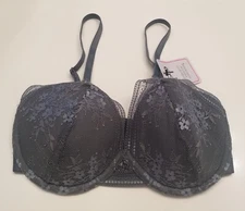 Pretty Polly Bra 30D Sage Green Lace Overlay Padded Underwire Logo Pretty Sexy 