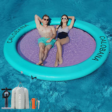 Round Floating Ring Inflatable Water Hammock Heavy Duty River Floats Lake Raft f