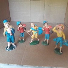 Lotto 5 Statuine Presepe Italy vintage Statuette plastica 9 cm circa