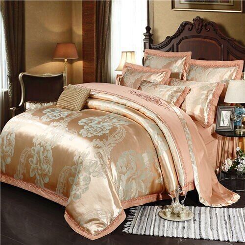 2023 home Satin jacquard deluxe bedding set soft bedding 4-piece set - Foto 12 di 42