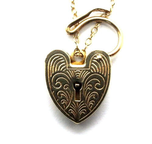 Ladies /women's 9ct 9 carat yellow gold vintage dog link bracelet with padlock - Picture 6 of 9