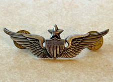 Vintage U.S. Army Senior Pilot Military Insignia Pin with Sheild Wings Star