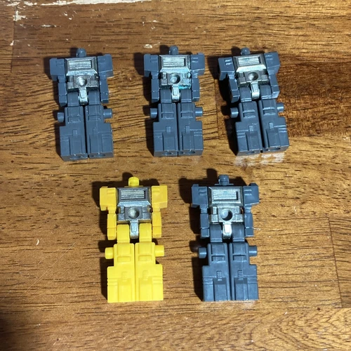 Lot of 5 Vintage TAKARA BLOCKMAN ROBOLINKS Robot Figures Gray & Yellow G1