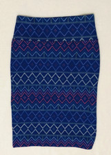 LuLaRoe Simply Comfortable Skirt Pencil Style Knee Length Blue Purple Medium