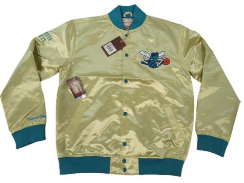 Charlotte Hornets Mens Sizes Mitchell & Ness Gold Light Satin Snap Jacket $135 - Picture 1 of 9