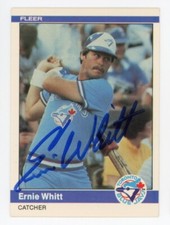 SIGNED BASEBALL CARD AUTO TORONTO BLUE JAYS ERNIE WHITT FLEER 1984 #169