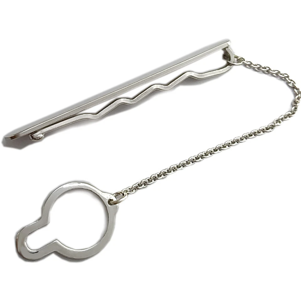 Fermacravatta in argento 925 rodiato con diamante nero - Immagine 2 di 2