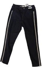 REWASH Brand Black Jeans Juniors Vintage Reunion 11 High Rise Full-Leg Zippers