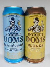 ROBERT DOMS Empty Beer Cans 500ml Ukraine 2021 Bottom Open Set of 2 Collectible
