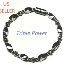 TRIPLE POWER Twisted Magnetic Hematite Bracelet Anklet Necklace Magnetic Clasp