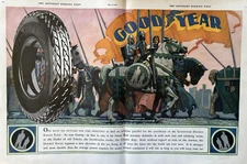Goodyear Tire & Rubber Co Double Eagle Tire Knights Horses Vintage Print Ad 1929