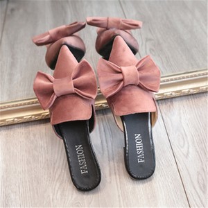 pointed toe mules with bow