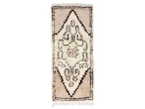 Moroccan Handmade Vintage Rug 2'5x6'2 Berber Geometric Brown Wool Tribal Carpet - Afbeelding 1 van 11