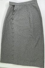 Vintage Wool Wrap Pencil Skirt Gray Union Made Wave Pattern on Wrap