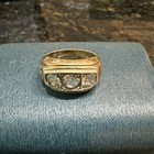 18k Yellow Gold Plated 3-Stone Round Clear Stone Ring Size 7 Signed — photo 1