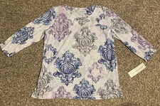 Alfred Dunner Women's Relaxed Attitude RB Top Blouse Small Embellished NWT