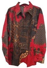Icanwear Brand New Luxury Batik Red Men's Quality Shirt - Size Large