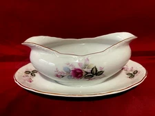 Harmony House Eugenie Rose Gravy Boat With Attached Underplate Japan