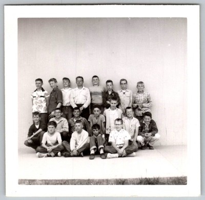 Vtg B&W Snapshot Group Boys School Casual Sultan 1958