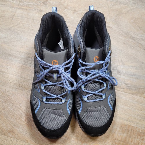 Merrell Kids Moab 2 Grey Blue Waterproof Hiking Shoes Size 6.5 NEW! - Picture 5 of 10