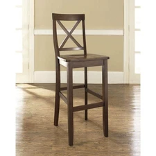 Fast Furnishings Set of 2 - X-Back 30-inch Solid Wood Barstool in Mahogany Finis