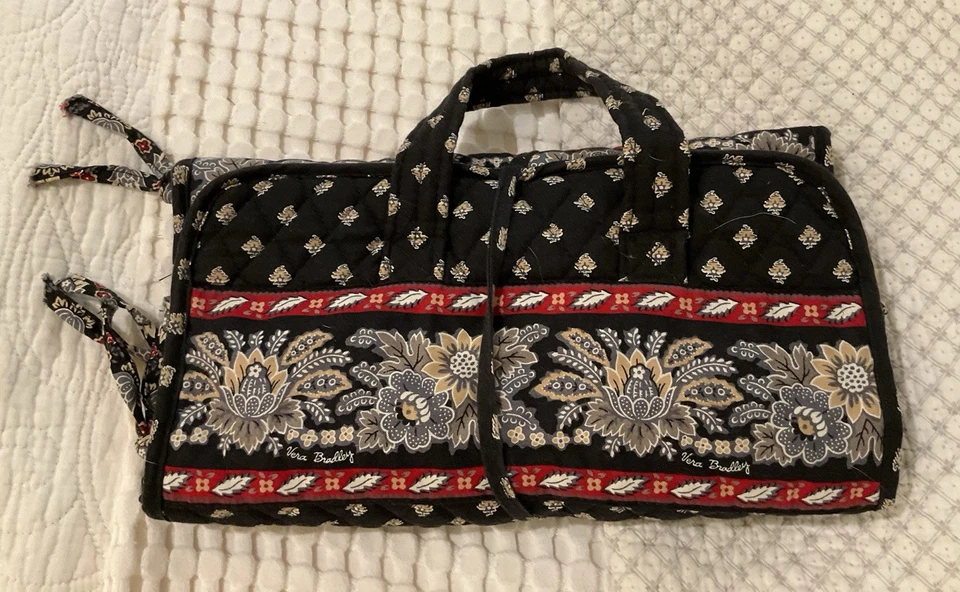 Vera Bradley Black And Red Lotus Print 5 Piece Travel Set with Tote, Garment Bag - Image 3 of 4