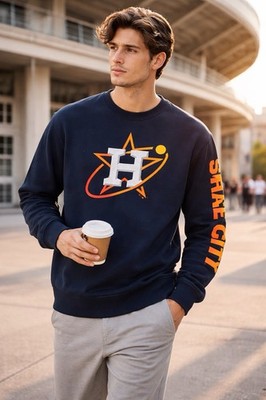 47 Brand Sweatshirt Mens XXL Navy Graphic Houston Astros Crewneck Space City MLB