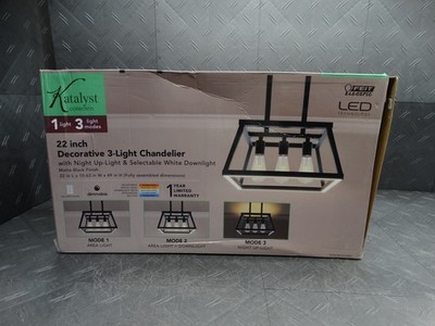Feit Electric Katalyst 60-Watt 3-Light Matte Black Modern LED Chandelier Light