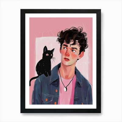 Schwarze Katze 53 Kunstdruck gerahmt Wandbild Poster Leinwanddruck Bild