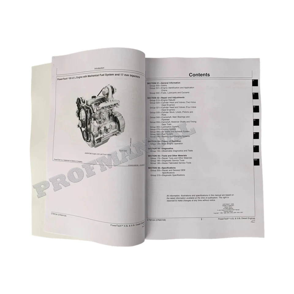 MANUAL DE SERVICIO DE REPARACIÓN motor John Deere 4045 6068 4,5 L 6,8 L en todo el mundo CTM104 Foto 3 de 4
