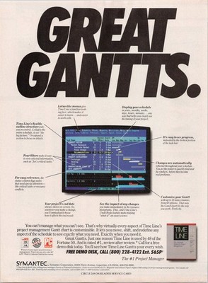 Symantec Time Line 3.0 Vintage Magazine Ad 1989 Computer Software Print