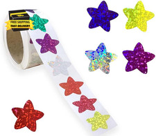 Star Stickers for Kids Reward, 1000 Pcs Holographic Colorful 2 Rolls Sparkly Foi