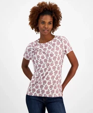 Nautica Jeans Women's Top Sz L Paisley Twist-Accent Crewneck